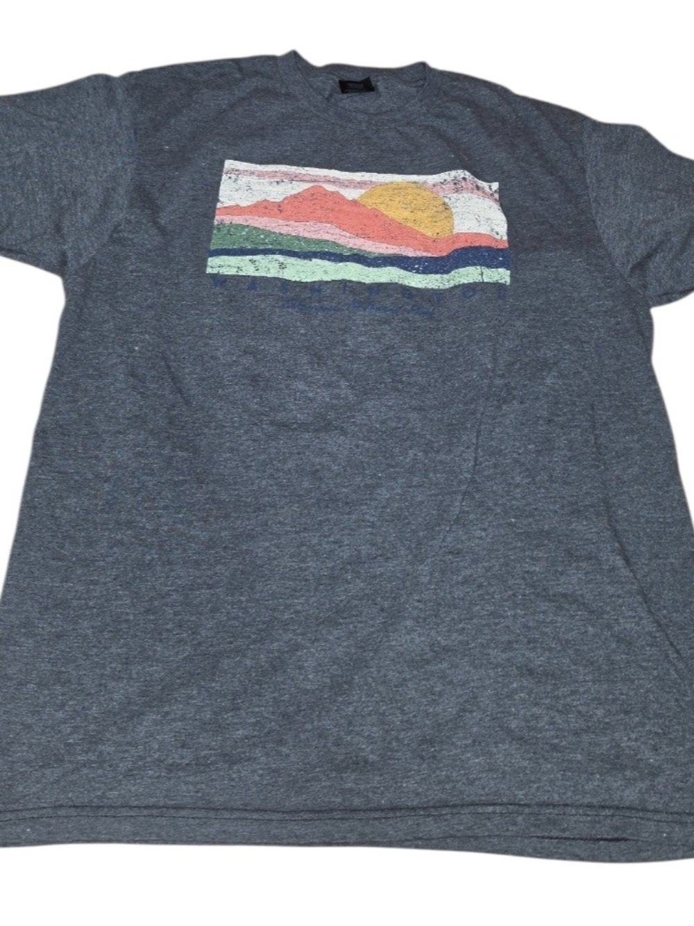Rocky Mountain Distressed Sunset Graphic Tee Gray Outdoor Nature Shirt